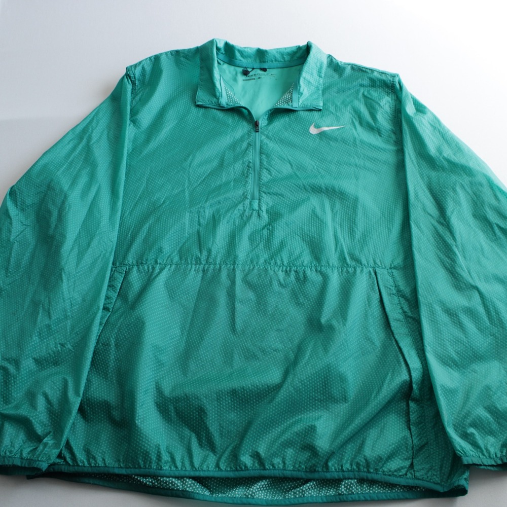 Nike Golf Mens XL Lightweight Windbreaker Quarter Zip Pullover Teal Green Dotted
